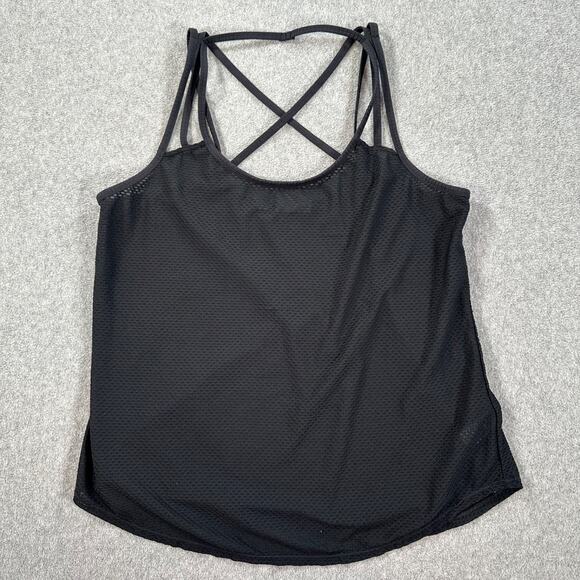 Athleta Powerhouse Mesh Tank Women's Medium Black Sheer Strappy Racerback Active - Picture 1 of 8